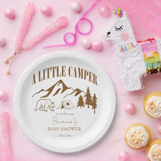 Kleiner Camper Boho Babydusche personalisiert Pappteller (Party)