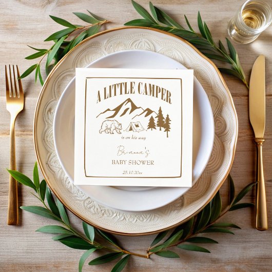 Kleiner Camper Boho Babydusche personalisiert Serviette