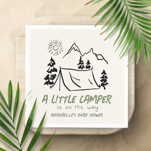 Kleiner Camper Handgezeichnetes Zelt Junge Baby Sh Serviette
