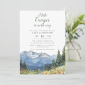 Kleiner Camper Mountain Baby Shower Foto QR Code Einladung (Stehend Vorderseite)