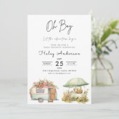 Kleiner Camper Rustic Boy Baby Dusche Einladung (Stehend Vorderseite)