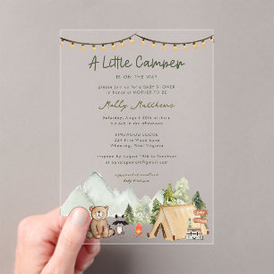 Kleiner Camper Woodland Rustikale Babyparty Acryleinladungen