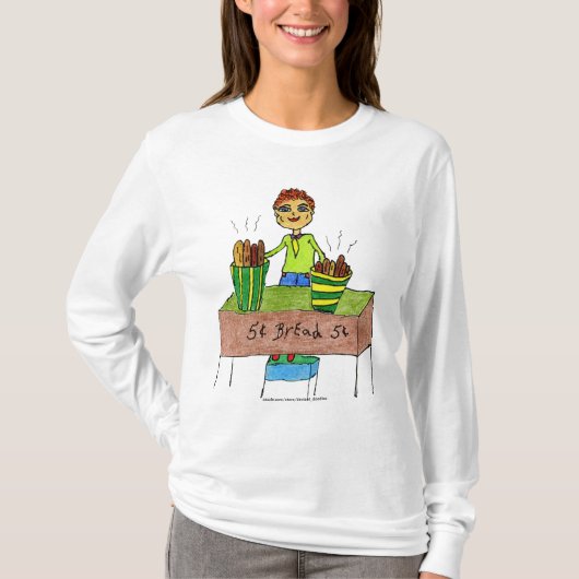 Kleiner Cartoon, der frisches Brot verkauft T-Shirt (Vorderseite)