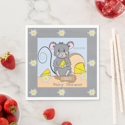 Kleiner Cartoon Maus Edelweiss Babydusche Napkins Serviette (Beispiel)