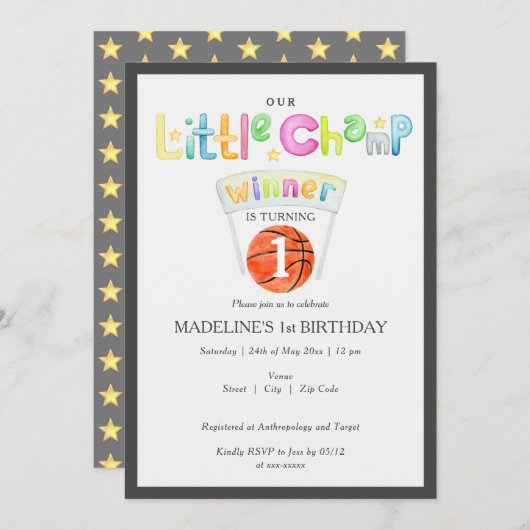 Kleiner Champ Basketball Gewinner jedes Alters Geb Einladung (Vorne/Hinten)