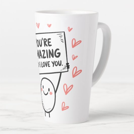 Kleiner Charakter mit lächelndem Gesicht Milchtasse (Rechte Ecke)