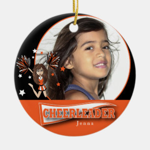 Kleiner Cheerleader - DIY Foto - Orange Keramikornament