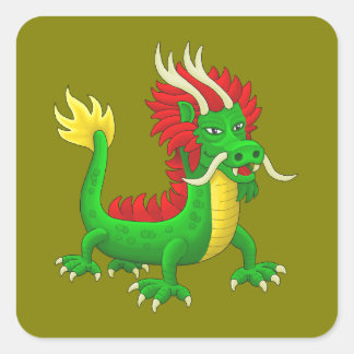 Kleiner chinesischer Drache Quadratischer Aufkleber