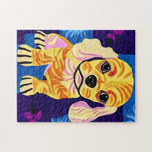 Kleiner Cocker Spanisch Welpe quilt like Design Puzzle (Horizontal)