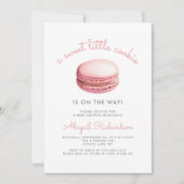 Kleiner Cookie Macaron QR Code Rosa Babyparty Einladung (Vorderseite)