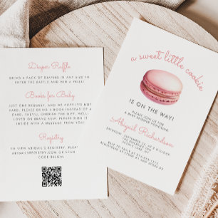 Kleiner Cookie Macaron QR Code Rosa Babyparty Einladung