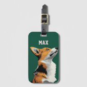 Kleiner Corgi auf grünem Hintergrund Gepäckanhänger (Vorderseite Vertikal)