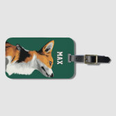 Kleiner Corgi auf grünem Hintergrund Gepäckanhänger (Vorderseite (Horizontal))