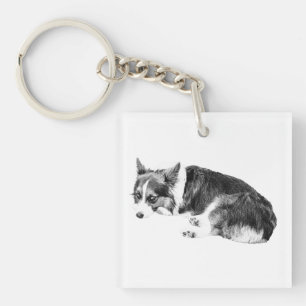 Kleiner Corgi, treues Quadrat Schlüsselanhänger