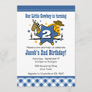 Kleiner Cowboy 2. Geburtstag Party Einladung