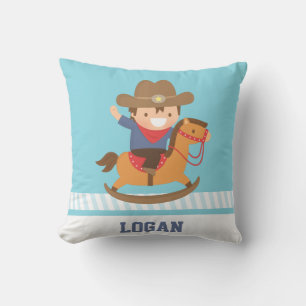 Kleiner Cowboy auf Schaukelpferd Jungenzimmer Kissen