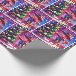 Kleiner Cowboy auf Stuhl Dekorieren Weihnachtsbaum Geschenkpapier