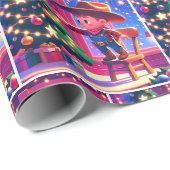 Kleiner Cowboy auf Stuhl Dekorieren Weihnachtsbaum Geschenkpapier (Rolleneckpunkt)
