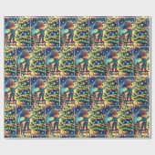 Kleiner Cowboy auf Stuhl Dekorieren Weihnachtsbaum Geschenkpapier (Flach)