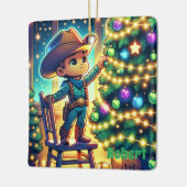 Kleiner Cowboy auf Stuhl Dekorieren Weihnachtsbaum Keramikornament (Links)