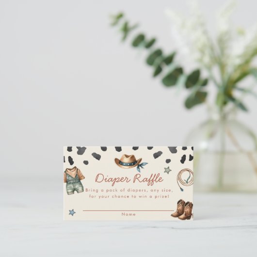 Kleiner Cowboy Baby Duschdiaper Gewinnkarten Begleitkarte (Stehend Vorderseite)