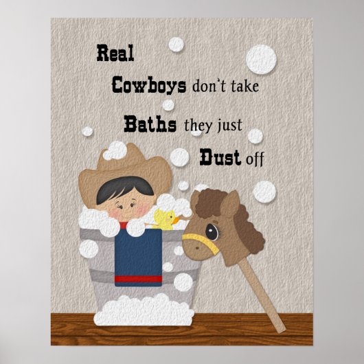 Kleiner Cowboy Bath Time Wordart Poster (Vorne)