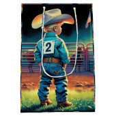 Kleiner Cowboy bei Rodeo Fence American Flag Pferd Mittlere Geschenktüte (Rückseite)
