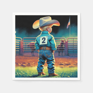 Kleiner Cowboy bei Rodeo Fence American Flag Pferd Serviette