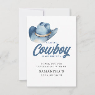 Kleiner Cowboy Blue Western-Junge Baby-Party  Dankeskarte