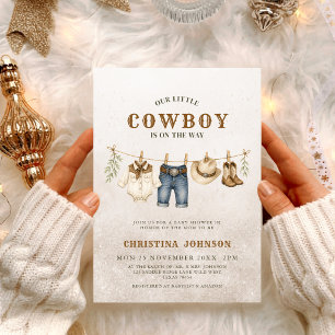Kleiner Cowboy Brauner Kuhdruck Babyparty Einladung