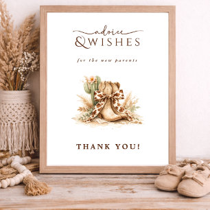 Kleiner Cowboy Chic Baby Shower Beratungswünsche S Poster