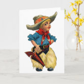 Kleiner Cowboy, Grußkarte Karte (Gelbe Blume)