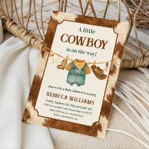 Kleiner Cowboy Kuh Western Wäscheleine Babyparty