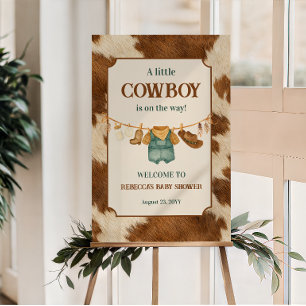 Kleiner Cowboy Kuh Western Wäscheleine Babyparty Poster
