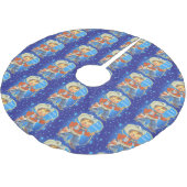 Kleiner Cowboy mit Hoffnung Frohe Weihnachten Polyester Weihnachtsbaumdecke (Schrägansicht)