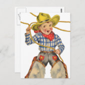 Kleiner Cowboy mit Lariat Postkarte (Vorne/Hinten)