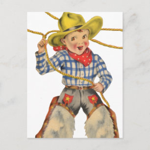 Kleiner Cowboy mit Lariat Postkarte