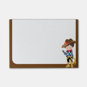 Kleiner Cowboy mit Seil und blauem Shirt Post-it Klebezettel