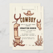 Kleiner Cowboy Moderne Babydusche Einladung (Vorne/Hinten)