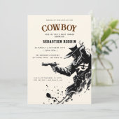 Kleiner Cowboy Moderne Babydusche Einladung (Stehend Vorderseite)