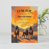 Kleiner Cowboy Moderne Babydusche Einladung (Stehend Vorderseite)