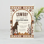 Kleiner Cowboy Moderne Babydusche Einladung (Stehend Vorderseite)