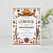 Kleiner Cowboy Moderne Babydusche Einladung (Stehend Vorderseite)