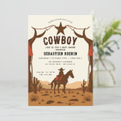 Kleiner Cowboy Moderne Babydusche Einladung (Stehend Vorderseite)