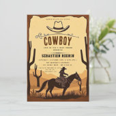 Kleiner Cowboy Moderne Babydusche Einladung (Stehend Vorderseite)