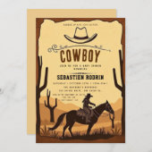 Kleiner Cowboy Moderne Babydusche Einladung (Vorne/Hinten)