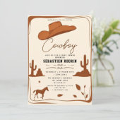 Kleiner Cowboy Moderne Babydusche Einladung (Stehend Vorderseite)