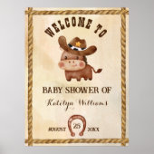 Kleiner Cowboy-niedliches Kinderpferd in einer Hut Poster (Vorne)