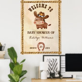 Kleiner Cowboy-niedliches Kinderpferd in einer Hut Poster (Heimbüro)