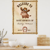 Kleiner Cowboy-niedliches Kinderpferd in einer Hut Poster (Küche)